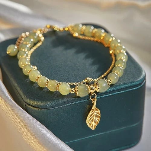 ?--Wotian Jade Lucky Gold Leaf Bangle