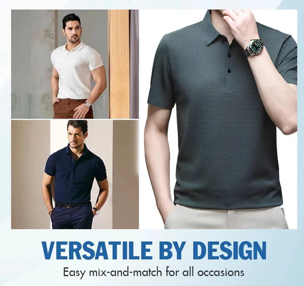 New men's cool breathable polo shirt short sleeve