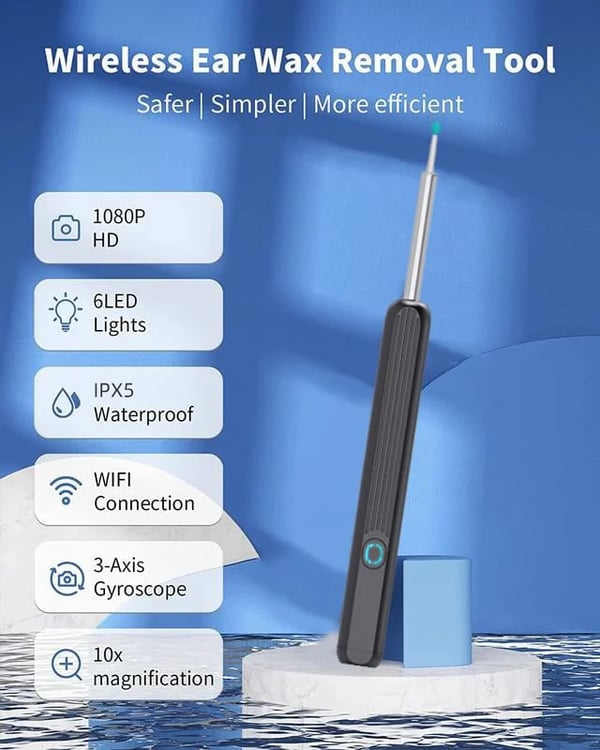 Clean Earwax-Wi-Fi Visible Wax Removal Spoon, USB 1296P HD Load Otoscope