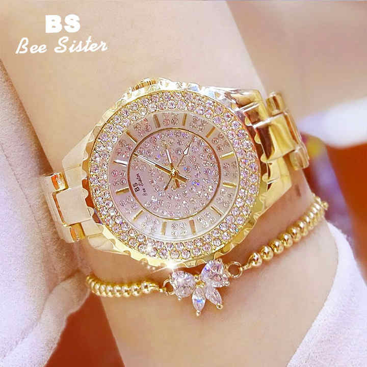 Diamond encrusted watch with complimentary bracelet